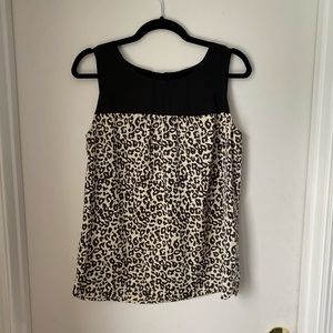 LOFT S Black and White Leopard Print Shell